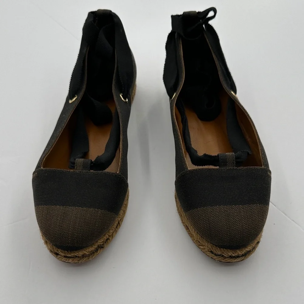 Fendi Black & Brown Pequin Ballet Espadrilles | Size 5 | Authentic